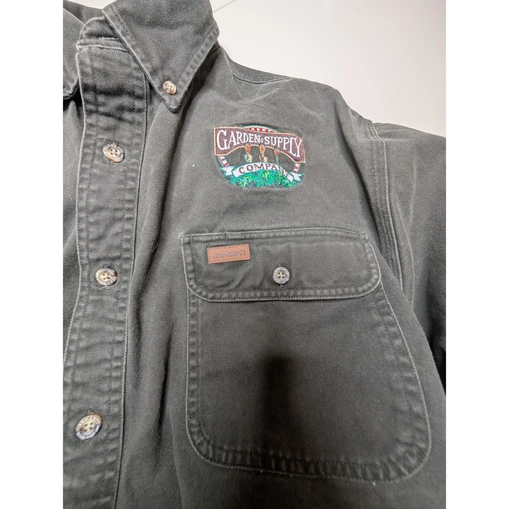 Carhartt Button Down Mens M Moss Green Gardeners Supply Co Workwear‎ S09 Shirt